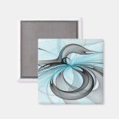 Abstraktes Anthracite Grau Blau Modernes Fraktal K Magnet (Vorderseite/Rückseite)