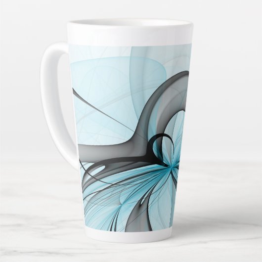 Abstraktes Anthracite Grau Blau Modernes Fraktal K Milchtasse (Linke Ecke)