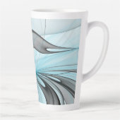 Abstraktes Anthracite Grau Blau Modernes Fraktal K Milchtasse (Rechts)