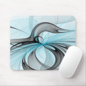 Abstraktes Anthracite Grau Blau Modernes Fraktal K Mousepad (Mit Mouse)
