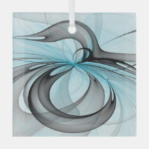 Abstraktes Anthracite Grau Blau Modernes Fraktal K