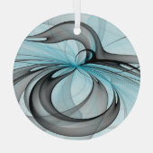 Abstraktes Anthracite Grau Blau Modernes Fraktal K Ornament Aus Glas (Rückseite)