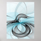 Abstraktes Anthracite Grau Blau Modernes Fraktal K Poster (Vorne)