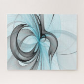 Abstraktes Anthracite Grau Blau Modernes Fraktal K Puzzle (Horizontal)