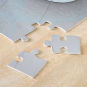 Abstraktes Anthracite Grau Blau Modernes Fraktal K Puzzle (Seite)