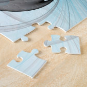 Abstraktes Anthracite Grau Blau Modernes Fraktal K Puzzle (Seite)