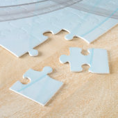 Abstraktes Anthracite Grau Blau Modernes Fraktal K Puzzle (Seite)