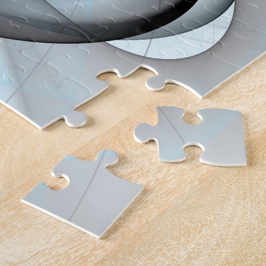 Abstraktes Anthracite Grau Blau Modernes Fraktal K Puzzle (Seite)