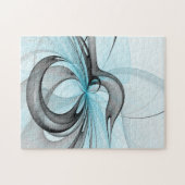 Abstraktes Anthracite Grau Blau Modernes Fraktal K Puzzle (Horizontal)