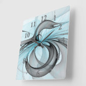 Abstraktes Anthracite Grau Blau Modernes Fraktal K Quadratische Wanduhr (Winkel)