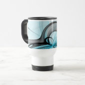 Abstraktes Anthracite Grau Blau Modernes Fraktal K Reisebecher (Vorderseite Links)
