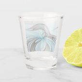 Abstraktes Anthracite Grau Blau Modernes Fraktal K Schnapsglas (Rückseite)