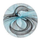 Abstraktes Anthracite Grau Blau Modernes Fraktal K Schneidebrett (Vorderseite)