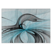 Abstraktes Anthracite Grau Blau Modernes Fraktal K Schneidebrett (Vorderseite)