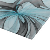 Abstraktes Anthracite Grau Blau Modernes Fraktal K Schneidebrett (Ecke)