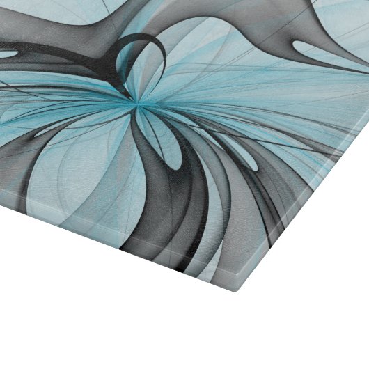 Abstraktes Anthracite Grau Blau Modernes Fraktal K Schneidebrett (Ecke)