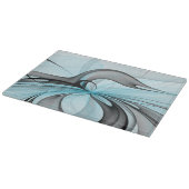 Abstraktes Anthracite Grau Blau Modernes Fraktal K Schneidebrett (Ecke)