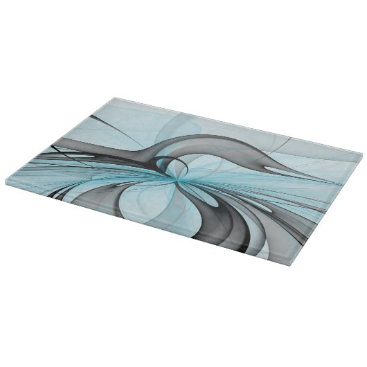 Abstraktes Anthracite Grau Blau Modernes Fraktal K Schneidebrett (Ecke)