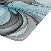 Abstraktes Anthracite Grau Blau Modernes Fraktal K Schneidebrett (Ecke)