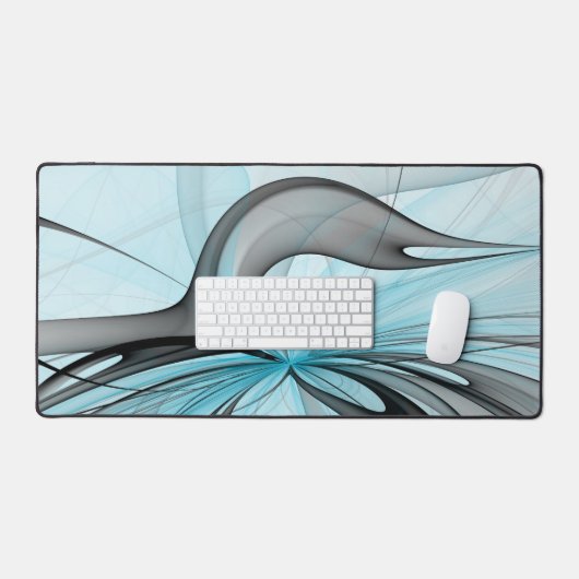 Abstraktes Anthracite Grau Blau Modernes Fraktal K Schreibtischunterlage (Tastatur & Maus)