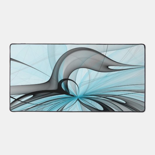 Abstraktes Anthracite Grau Blau Modernes Fraktal K Schreibtischunterlage (Vorderseite)