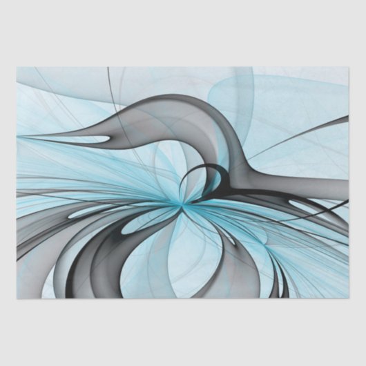 Abstraktes Anthracite Grau Blau Modernes Fraktal K Seidenpapier (Vorderseite)