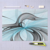 Abstraktes Anthracite Grau Blau Modernes Fraktal K Seidenpapier (Handwerk)