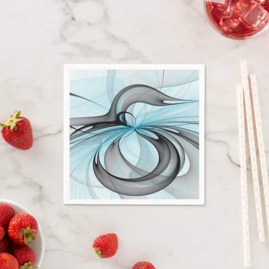 Abstraktes Anthracite Grau Blau Modernes Fraktal K Serviette (Beispiel)