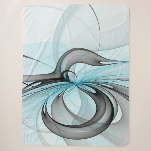 Abstraktes Anthracite Grau Blau Modernes Fraktal K Sherpadecke (Vorderseite)