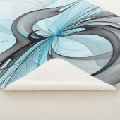 Abstraktes Anthracite Grau Blau Modernes Fraktal K Sherpadecke (3/4)