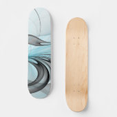 Abstraktes Anthracite Grau Blau Modernes Fraktal K Skateboard (Vorderseite)