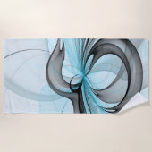 Abstraktes Anthracite Grau Blau Modernes Fraktal K Strandtuch (Vorderseite)