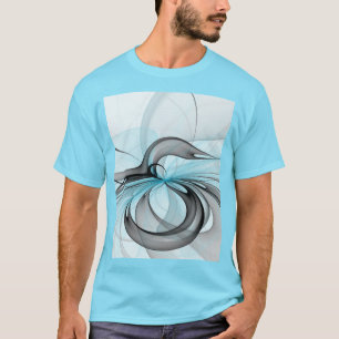 Abstraktes Anthracite Grau Blau Modernes Fraktal K T-Shirt