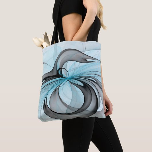 Abstraktes Anthracite Grau Blau Modernes Fraktal K Tasche (Von Nahem)