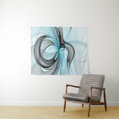 Abstraktes Anthracite Grau Blau Modernes Fraktal K Wandteppich (Beispiel (Horizontal))