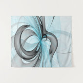 Abstraktes Anthracite Grau Blau Modernes Fraktal K Wandteppich (Vorderseite (Horizontal))