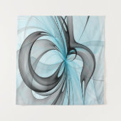 Abstraktes Anthracite Grau Blau Modernes Fraktal K Wandteppich (Vorderseite (Horizontal))