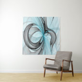 Abstraktes Anthracite Grau Blau Modernes Fraktal K Wandteppich (Beispiel (Horizontal))