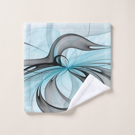 Abstraktes Anthracite Grau Blau Modernes Fraktal K Waschlappen (Waschlappen)