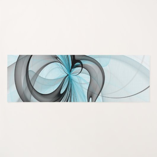 Abstraktes Anthracite Grau Blau Modernes Fraktal K Yogamatte (Vorderseite (Horizontal))