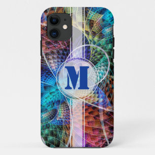Abstraktes Apophysis Fraktal X + Ihr Monogramm Case-Mate iPhone Hülle