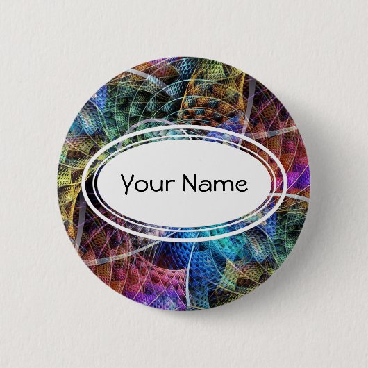 Abstraktes Apophysis-Fraktal X + Ihr Text Button (Vorderseite)