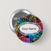 Abstraktes Apophysis-Fraktal X + Ihr Text Button (Vorne & Hinten)