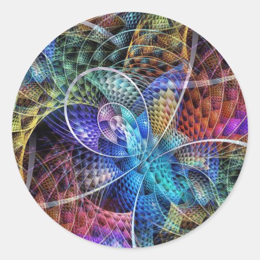 Abstraktes Apophysis-Fraktal X Runder Aufkleber (Vorderseite)