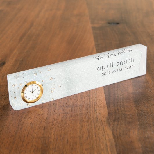 Abstraktes Aqua Blue Brush Parco Civico-Ciani Wate Namensplakette (Seite)