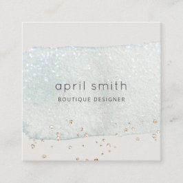 Abstraktes Aqua Blue Brush Parco Civico-Ciani Wate Quadratische Visitenkarte