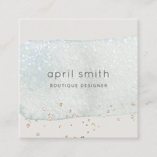 Abstraktes Aqua Blue Brush Parco Civico-Ciani Wate Quadratische Visitenkarte (Vorderseite)