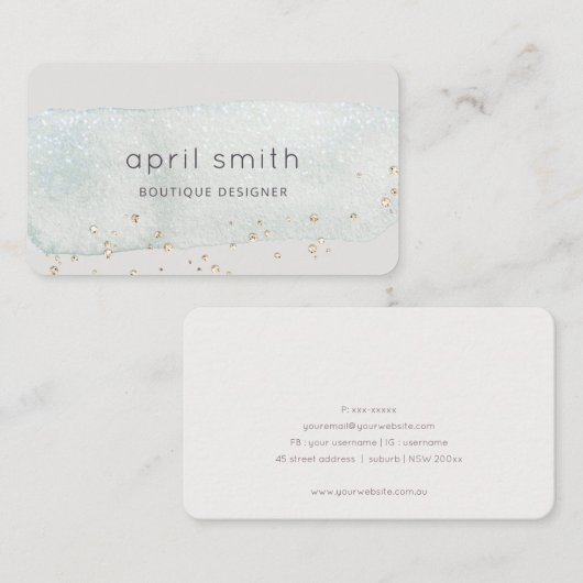 Abstraktes Aqua Blue Brush Parco Civico-Ciani Wate Visitenkarte (Vorne/Hinten)