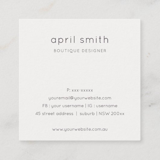 Abstraktes Aqua Blue Brush Stock Wasserfarblogos Quadratische Visitenkarte (Rückseite)