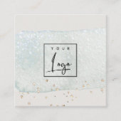 Abstraktes Aqua Blue Brush Stock Wasserfarblogos Quadratische Visitenkarte (Vorderseite)